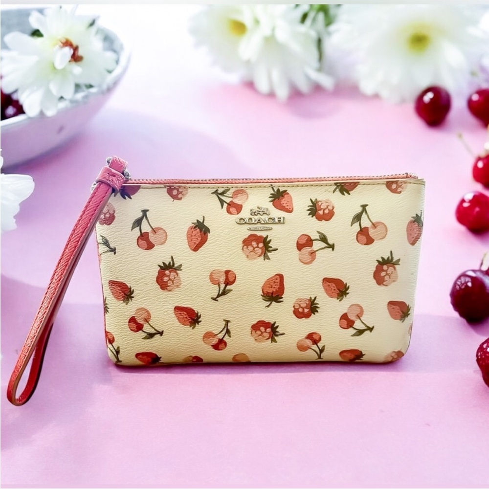 Coach RARE Fruit Fantasy Wristlet with Strawberries & Cherries